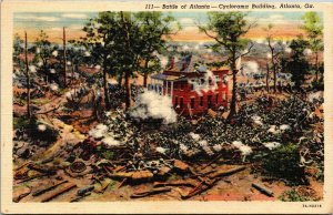 Vtg Georgia GA Battle of Atlanta Cyclorama Building 1930s Linen Postcard