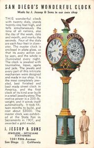 San Diego California Jessop and Sons Clock Advertising Antique Postcard J44042