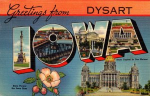 Iowa Greetings From Dysart Large Letter Linen 1947
