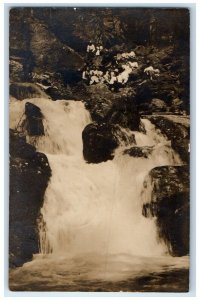 1909 View Of Waterfalls Visitors Wallace Idaho ID RPPC Photo Antique Postcard