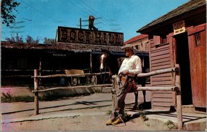 Vtg Dodge City Kansas KS Boot Hill Cowboy with Horse 1950s Chrome Postcard