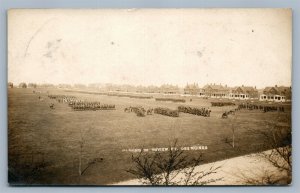 FT. DES MOINES IA CAVALRTY TROOPS REVIEW 1910 ANTIQUE REAL PHOTO POSTCARD RPPC