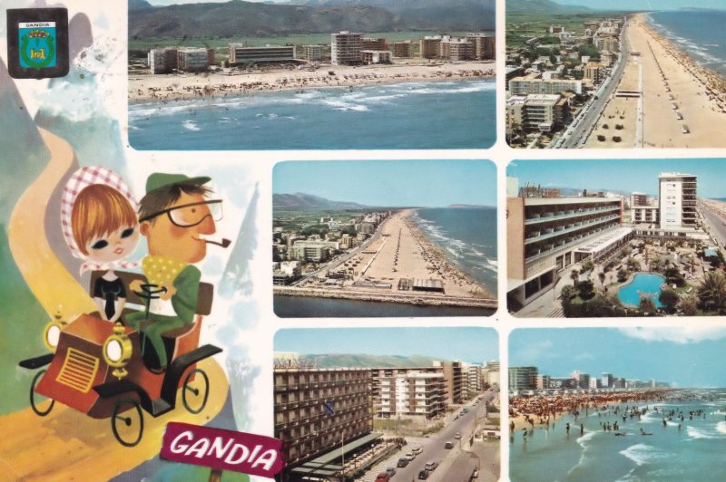 Man Smoking on Bicycle in Gandia Spain Postcard