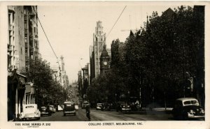 PC AUSTRALIA, MELBOURNE, COLLINS STREET, Vintage REAL PHOTO Postcard (b31406)