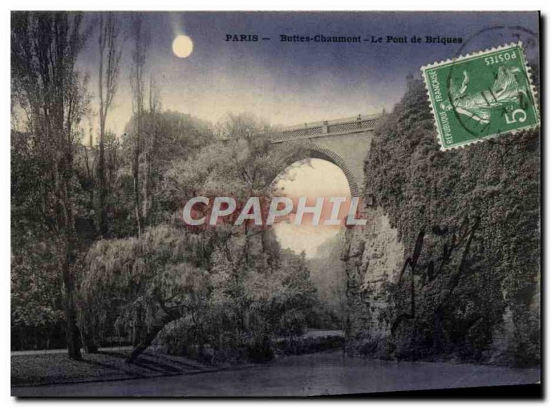 Old Postcard Paris Buttes Chaumont The Brick Bridge