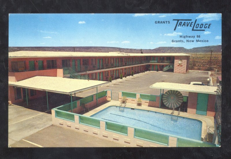 GRANTS NEW MEXICO ROUTE 66 TRAVELODGE SWIMMING POOL ADVERTISING POSTCARD