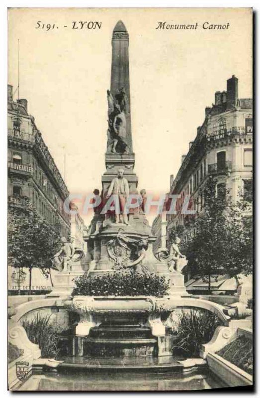 Old Postcard Lyon Monument Carnot