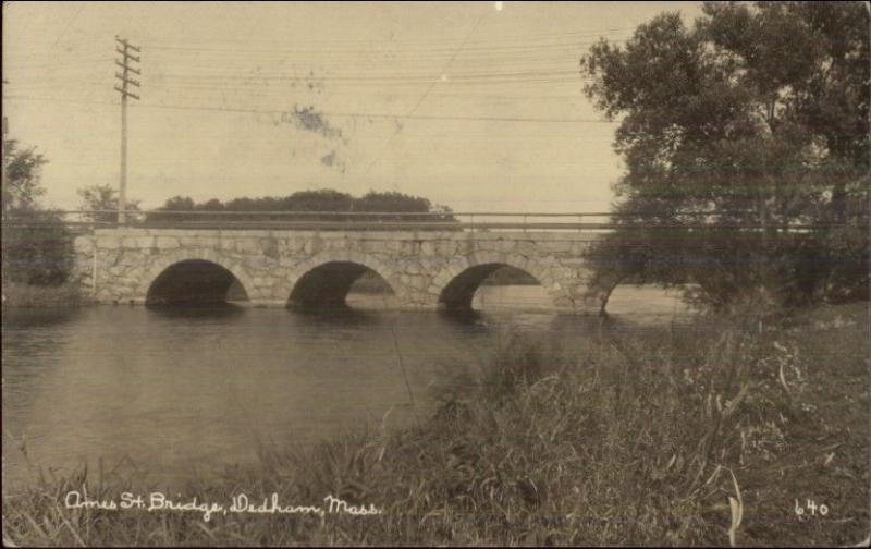 Dedham MA Ames St. Bridge c1910 Real Photo Postcard