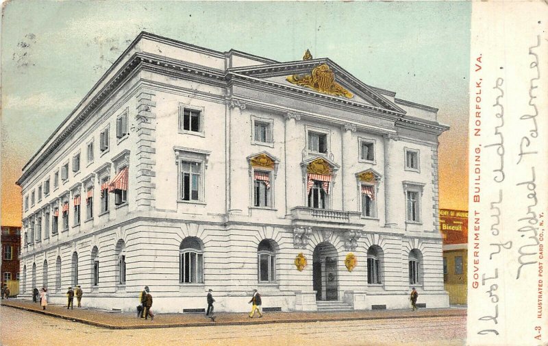 Norfolk Virginia 1907 Postcard Government Building