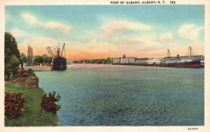 Vintage Postcard 1930's Albany Port District Commission Shipping Albany New York