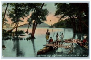 c1910 Boat Scene Across The Bay From Suva Suvavau Fiji Antique Unposted Postcard