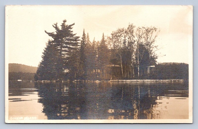 PC1/ Fourth Lake NY RPPC Postcard c1910 Adirondacks Inlet Dollar Island  555