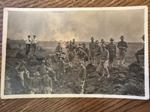 Original Vintage Postcard Early 1900's RPPC Real Photo WW1 Trenches Military