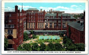 Postcard - Court, Hotel De Soto - Savannah, Georgia