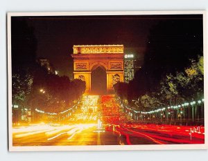 Postcard Triumphal Arch and the Elysian Fields, Paris, France