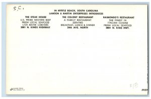 Myrtle Beach South Carolina Postcard Steak House Colony Restaurant Raimondo 1960