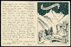 3rd Reich Germany 1942 Kaukasus Weihnacht Christmas Card Cover 100666