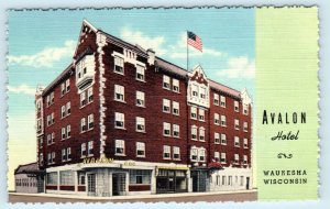 WAUKESHA, WI Wisconsin ~ AVALON HOTEL c1940s Linen Roadside  Postcard