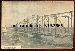 h3552 - BELLEVILLE Ontario Postcard 1908 Bay of Quinte Bridge