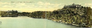 Fold Out Panoramic Postcard Wildmere & Cliff House Lake Minnewaska NY