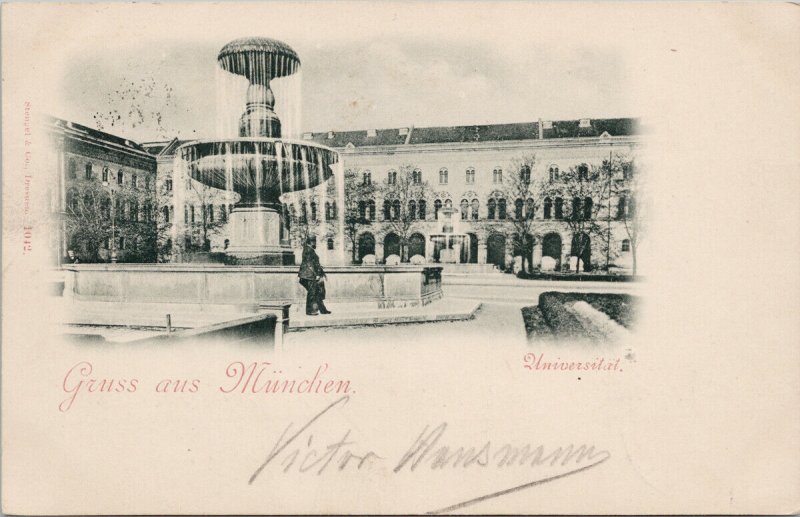 Gruss München Universität Munich Germany University 1897 Königreich Postcard G81