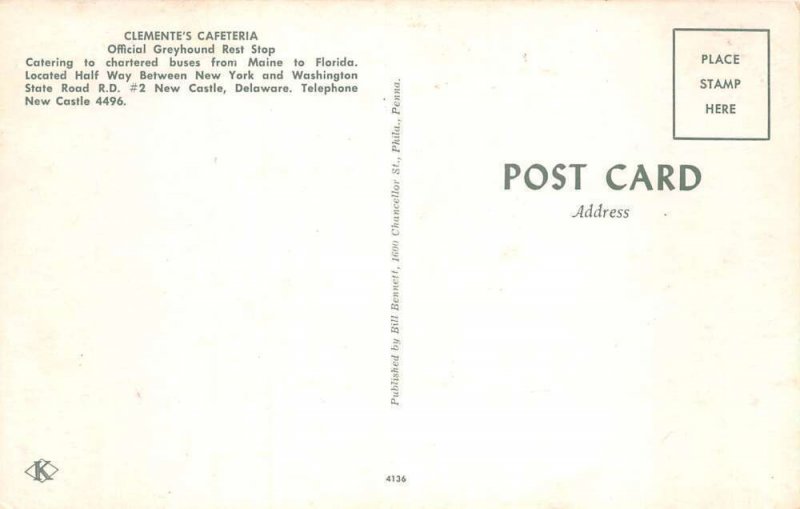 New Castle Delaware Clemente's Cafeteria Greyhound Rest Stop Views PC AA99782