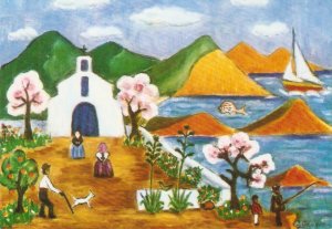 lLandscape, by Ingeborg Gauger  Modern  Spanish Naive Painting postcard