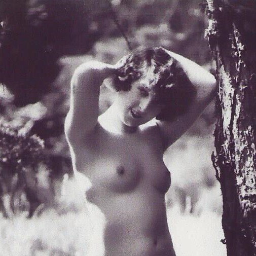 HR-21 - An Nude French Woman Outdoors Real B&W Photo Picture Postcard.