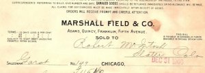 1900 CHICAGO ILLINOIS MARSHALL FIELD & CO INVOICE 40-127