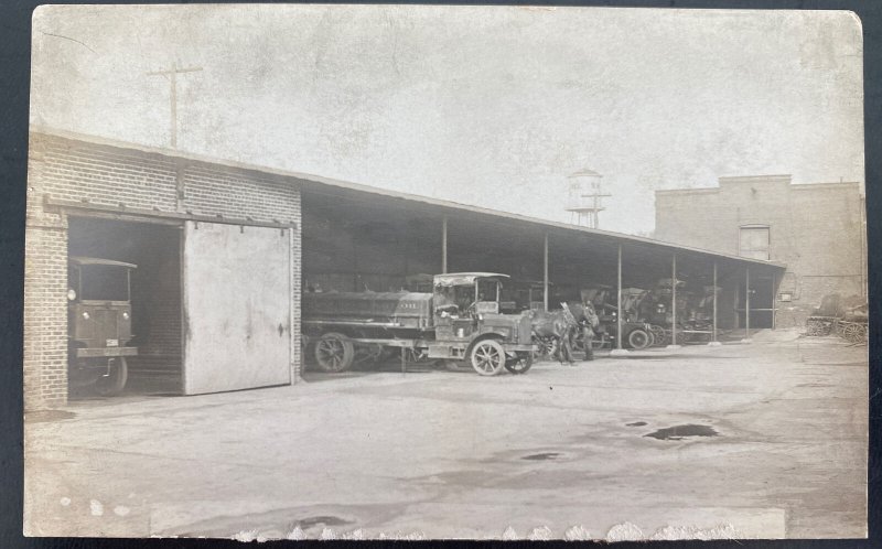 Mint USA Real Picture Postcard Standard Oil Company red Crown Gasoline Trucks