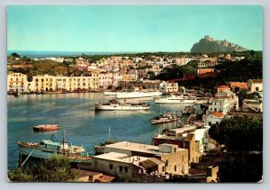 Harbour With Steamers & Yachts in ISCHIA Italy 4x6 VINTAGE Postcard 0140