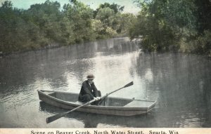 Vintage Postcard 1910's Scene Beaver Creek North Water Street Sparta Wisconsin