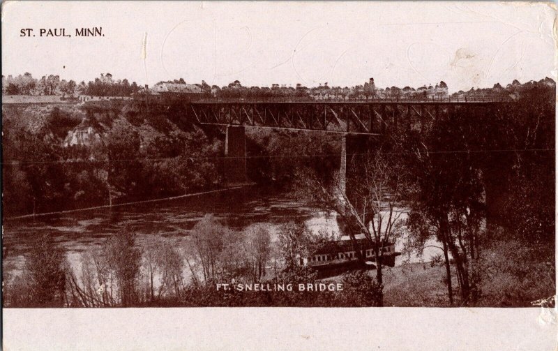 Ft. Snelling Bridge, St. Paul MN Vintage Postcard L77 