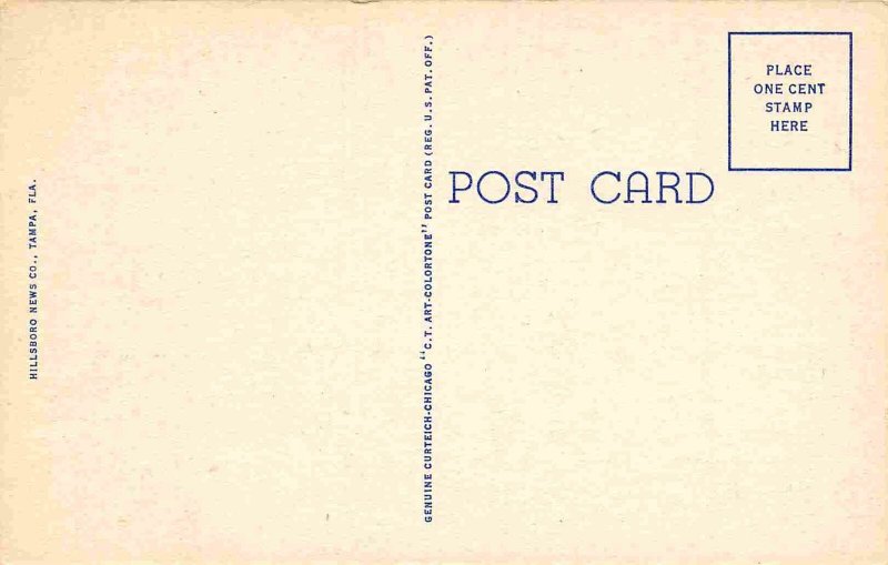 Court House Square Tampa Florida linen postcard