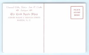 Postcard NC Raleigh The Crab Apple Shop Gifts Antiques Arts & Crafts R71