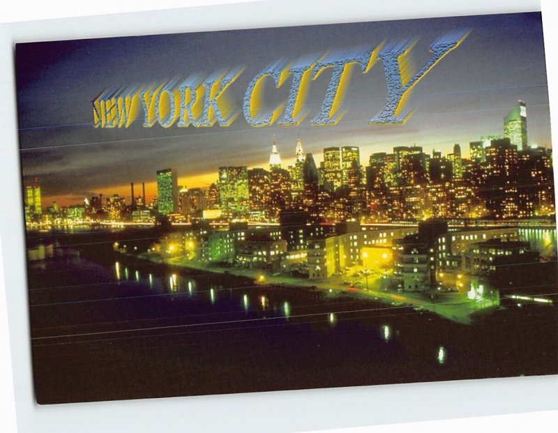 Postcard New York at night New York City New York USA