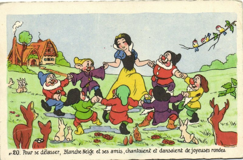 PC DISNEY, SNOW WHITE AND THE SEVEN DWARFS, Vintage Postcard (b35770)