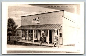 RPPC   Santa Claus Indiana  Gas Pump  Post Office Real Photo Postcard  1950