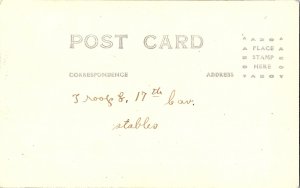 RPPC Postcard Horses Lined Up 17th Cavalry Horse Stables U.S. Army c1918