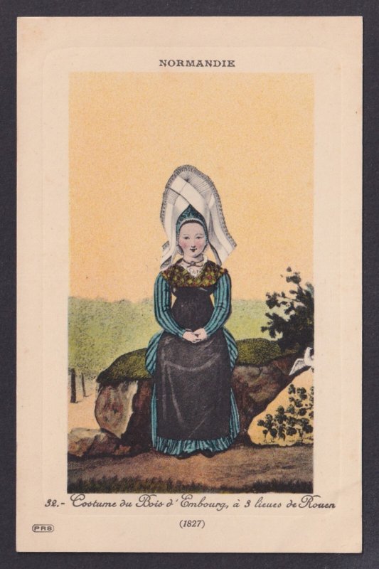 Postcard, National costume, France Normandy, Costume of the Bois d'Embourg