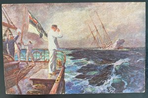 Mint Germany Picture Postcard sinking Of A Battle Ship Scene 1914 German Navy