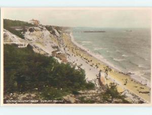 old rppc BEACH SCENE AT COAST Bournemouth - Jurassic Coast - England UK HM1618