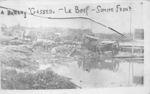 RPPC A BATTERY GASSED LE BOEF SOMME FRONT FRANCE MILITARY REAL PHOTO POSTCARD