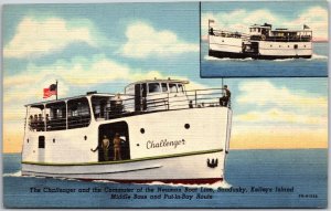 Sandusky Ohio OH, Challenger Boat, Commuter of Neuman, Kelleys Island, Postcard