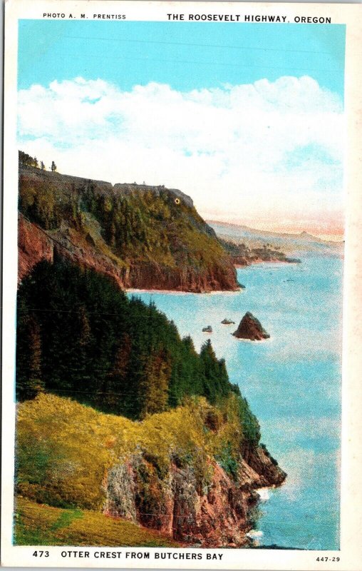 Roosevelt Hwy Oregon OR Otter Crest WB Postcard VTG UNP Curt Teich Vintage WOB 