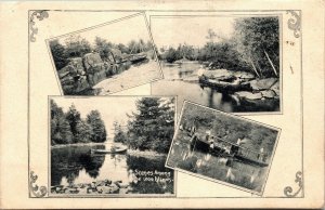 Postcard ON Multi-View Scenes Among the 1000 Islands Canoes 1909 M66