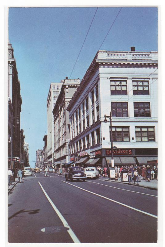 Fourth Street Cars Louisville Kentucky 1950s postcard