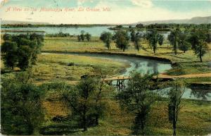 c1910 Printed Postcard; View on Mississippi River, La Crosse WI Wooden Bridge