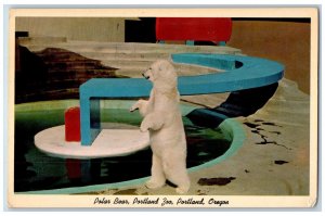 Portland Oregon OR Postcard Polar Bear Portland Zoo Standing Scene c1960 Vintage