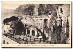 Old Postcard Gourdon Gardens Terrace of Chateau
